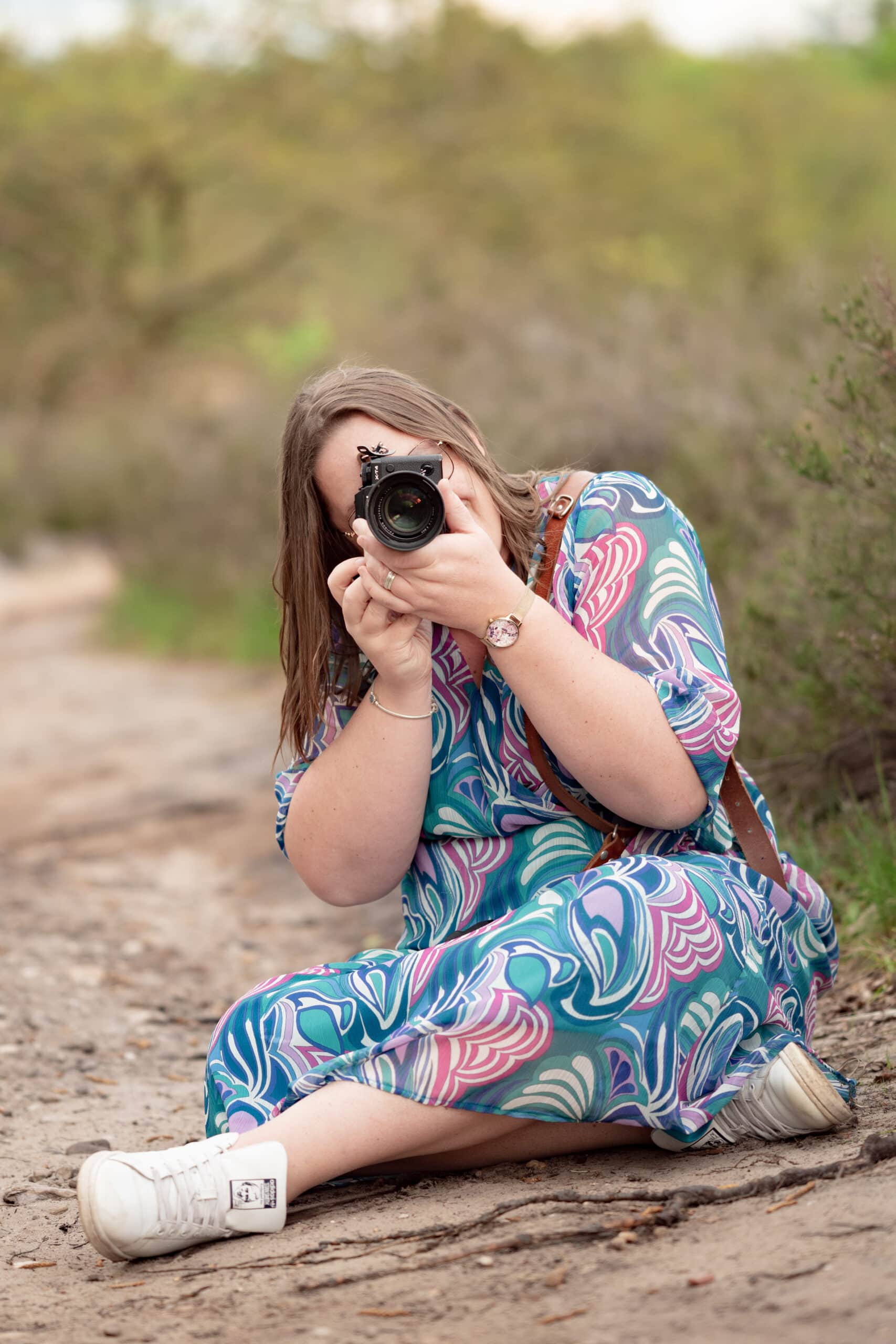 Veerle die aan het fotograferen is in de Teut te Zonhoven